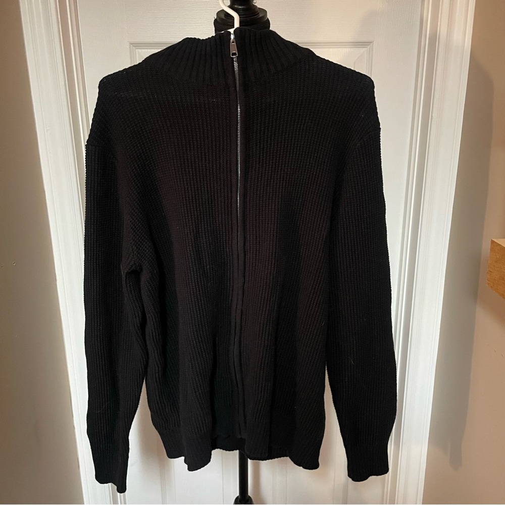William Rast Black Zip Up Sweater